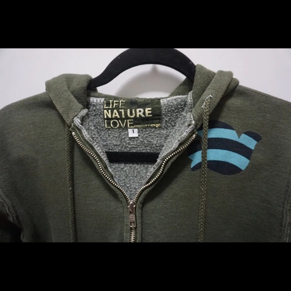 Free City Womens Zip Up Hoodie Graphic Sweatshirt Green Small (Size 1) RARE - Picture 7 of 7
